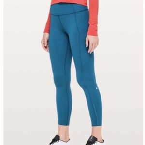 Lululemon Fast & Free 7/8 Tight II *Nulux 25" Carbon Blue